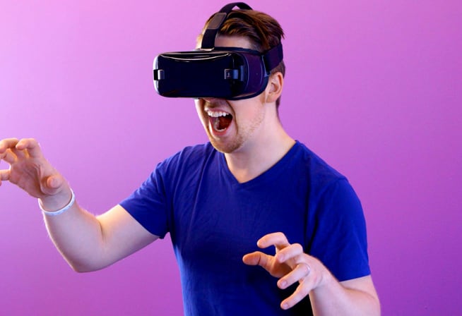 man enjoying vr